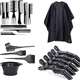 Combo for Hair Cutting Comb/Dye Bowls Kit and Apron Sheet With Crocodile Section Clips Saloon Use Accessories (apron+comb+Clips+dye bowl combo)-66