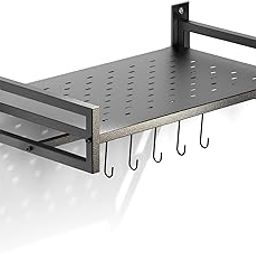 MY ARMOR Microwave Stand Wall Mounted for Kitchen, Storage Organizer Wall Rack, Multipurpose OTG for Utensils & Food Storage Cabinet Oven Organizer Shelf Dish Rack, Black-image-31