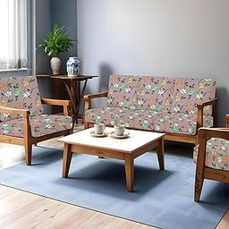 LAZI Floral Pack of 10 Sofa seat Cover Elastic Stretchable Sofa seat Set Cover Protector for Wooden Sofa seat Cushion Stretchable Cloth Cover 3+2 Seater-image-94