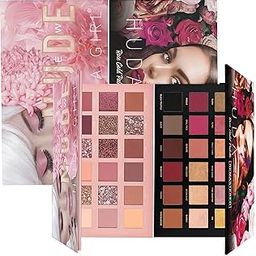 HUDA GIRL Beauty Rose Gold Remastered + Nude Edition Eyeshadow Palette Combo Kit - 36 Matte and Shimmer Finishes, Includes Black Eyeshadow - Complete Eye Shadow Palette Set-49