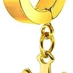 Cross Charm Fashion Punk Non-Piercing Clip-on Gold Stainless Steel Earrings For Men And Women-image-86