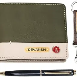 hornbull Men's Personalized Combo Gift Set I Customized Stylish Leather Purse & Keyring with Name | Unique Birthday Anniversary Gift for Men Boy Love Husband (Olive)-picture-20