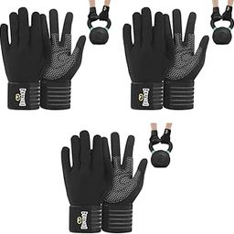 PROBEROS® Full Finger Workout Gloves with Wrist Support Gym for Men and Women Professional Weightlifting Fitness Training M 3PCS-image-11