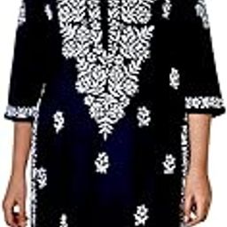 Hand Embroidered Chikankari Kurta for Women Lucknowi Chikan Work Kurti (XS to 5XL)-image-1