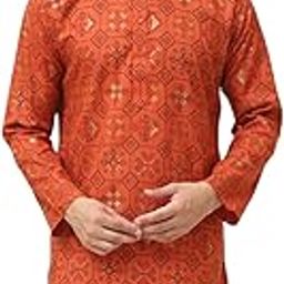 (Since 1958 Men's Silk Blend Self Design ONLY Long Kurta-image-6
