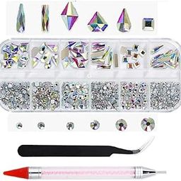 D.B.Z.® Nail Art Kit Crystal Rhinestones and Clear Crystal Rhinestones with Pick Up Tweezer and Rhinestone Picker Dotting Pen for Nail Art DIY Jewelry Crafts Accessories-51