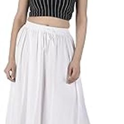 Women's Flared Skirt Type Rayon Palazzo | Colour - White | Size - 10XL-image-37