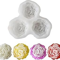 FirstTry Peony Flower Shape Candle Mold I 3D Fondant Flowers Silicone Epoxy Mould I for DIY Handmade Ornament Chocolate Aromatherapy Soap Resin Art Craft Home Wedding Party Decoration – 3 Cavity-image-14