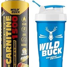 WILD BUCK L-Carnitine Liquid 1500 mg - Pump Matrix Workout Drink for Performance and Muscle Recovery, Helps Convert Fat into Energy | Energy & Endurance | Performance & Recovery | Build Lean Muscle | Muscle Fullness and Hardness | Pre & Post Workout Supplement for Men and Women [450 ml, Citrus Splash] Free Shaker-23