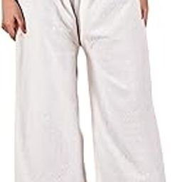 Women's Palazzo with Elastic Waist, Wide Leg Premium Casual Unique kadhai Fancy Fabulous Elastic Waist Latest Elegant Design Classy Design Modern Trendy Beautiful Fashionable White-image-19