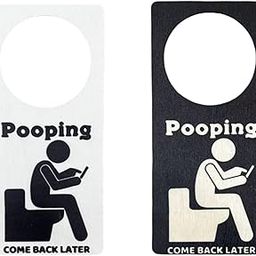 Bathroom Sign for Door Humorous Funny Door Hanger Sign for Room Restroom Bar Black-image-65