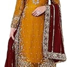 Womens Beautiful Silk Embroidery Kurta Palazzo with Dupatta Readymade Salwar Suit Set Semi-Stitched Top Palazzo and Duppata for Wedding, Festival-image-29