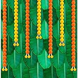 ZEONELY MART Backdrop Cloth for Decoration Banana Leaf Curtain Backdrop Decoration Marigold Flowers for Banana Decoration Backdrop Cloth Size : (8 x 5) feet(cloth22) Background Decoration Cloth-13