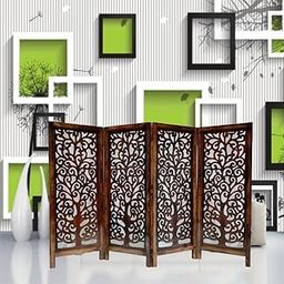 Partition King Wooden Room Partition |Wooden Room Divider for Living Room |Room Separator 4 Panels Room Divider Screen Separator Panel for Home (4 Feet 4 Panel Brown)-image-16