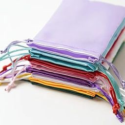 Beinglegant 9X12 Cms 10 Pcs. Drawstring Satin Silk Jewelery Drawstring Gift Bags | Dust Bag Pouches | Best for Weddings, Functions, Baby Showers Mix Colour-picture-18