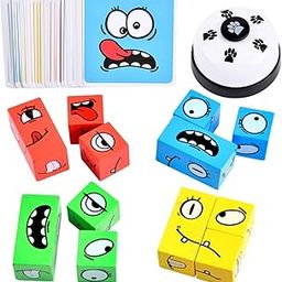 WireScorts® Face Changing Game for Kids, Smiley Emoji Cube, Learning & Educational Blocks Expressions Puzzles Emotion Change Toy 16 Cube and 72 Cards With Bell (Multi Color)-15