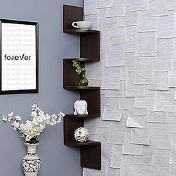 FORREVER 5 Tier Wooden Corner Wall Shelf – Floating Wall Mounted Shelves for Living Room, Bedroom, Office & Home Decor-picture-30