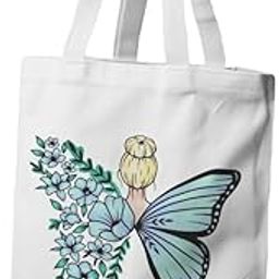 Butterfly design Canvas Tote Bag for Women | Printed Multipurpose Cotton Bags | Cute Hand Bag for Girls-image-66