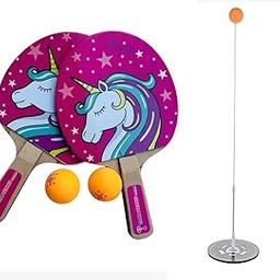 MOROVIK Indoor Outdoor Ping Pong Table Tennis Trainer with 2 Wooden Rackets & 6 Balls | Sports Toy for Teenagers & Kids | Birthday Gift (Style 01) (Unicorn Table Tennis)-image-12