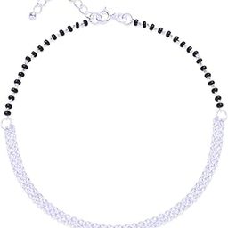 Pure 925 Sterling Silver Black Bead silver nazariya Anklet payal for women & Girls -1pc-image-13