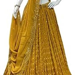 WOMEN'S Georgette weddinds Lehenga Choli (SF-ver4no Teal1 Free Size)-picture-40