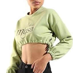 Women's Cotton Regular Fit Cropped Sweatshirt for Casual Wear |Sweatshirt Crafted with Regular Sleeves, Comfort Fit and High-Performance for Everyday Wear-image-74