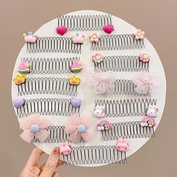 DHANABAPA U Shape Hair Finishing Fixer Comb, Bobby Bangs Holder Styling Stretchable Hair Pin Spring Headband Styling Pins Bun for Girl, 3 Pc, Multi Design.-40