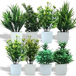 MIMICROPS Artificial Plants with Pot 4 Pack | Realistic Looking | Multi Variety | Durable Plastic | No Maintenance | Home Decor | Dimensions: 5 cm X 15 cm (Pack of 4)-image-53
