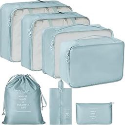 CLICKSY 7pcs Set Travel Organizer Packing Cubes Lightweight Travel Luggage Organizers with Laundry Bag or Toiletry Bag Laundry Organiser (7 PCS) (Navy Blue)-image-28
