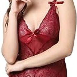 Women's Lace Babydoll Above Knee Dress/Sleeveless Lingerie Nighty/Night Wear|| Featured in Shark Tank India ||-image-64
