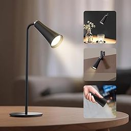 Arttty 4-in-1 Magnetic LED Desk Lamp, Cordless Table Lamp, Touch Control, USB Rechargeable, 360° Adjustable, Stepless Dimming, Portable for Reading, Office, Bedside, Clip-On Wall Mount, Flashlight-13