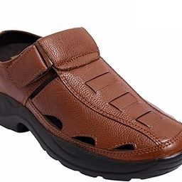 Brown Leather Closed Toe Sandals with a Hidden Heel-image-32