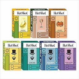 HOTSHOT Combo Condom Pack | 3-in-1, Raised Dotted, Ultra Ribbed, Extra Thin and Assorted Flavors for Men (7 Pack, 70 Pieces)-4