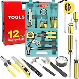 Electrical Repair Home Hand Tool Kit Set With Screwdriver, Hammer, Measuring Tape, Wrenches, Cutter & Pliers All Accessories Hardware Tool box Mechanical Garage Tool Storage kit Emergency Uses 12 in 1-image-82