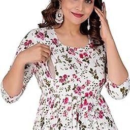Jikonet Women's Cotton, Rayon Maternity Gown Feeding Kurti-image-87