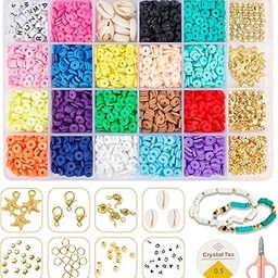 Panxoey Polymer Clay Beads - 4500Pcs Round, Spacer & Disc Beads for Jewelry Making - 20 Colors, DIY Clay Heishi Beads Set for Bracelet/Necklace/Earring - Multicolor-31