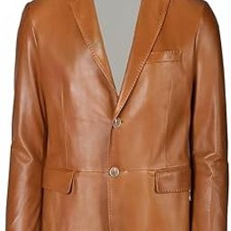Premium Leather Blazer, Tan Brown, 2-Button Classic Fit, Notch Lapel,Premium Formal Leather Coat, Genuine Leather Slim Fit Jacket for Men-image-50