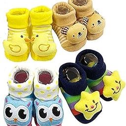 newborn infant cartoon prewalkers anti slip booties cum socks (0 to 6 months) (assorted pack of 4) (pink, 3-6 month)-image-10