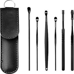 Dornoma 6 Pcs Ear Wax Cleaner Kit with Leather Pouch - Reusable Stainless Steel Ear Picks & Curette Tools, Spring Cleansing Ear Wax Remover Tool Set for Safe Ear Cleaning at Home or Travel (Black)-image-9