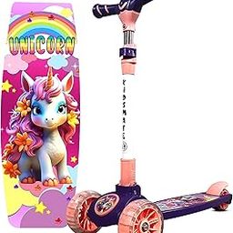 Kidsmate Spartan Kick Scooter with Broad PU LED Wheels | 3-Wheel Skating Scooter for Boys & Girls of Ages 2-12 Years | 4-Level Adjustable Height, and Easy Fold Design (Pink-Purple)-6