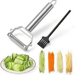 iziusy Stainless Steel Peeler Julienne Cutter Slicer for Carrot Potato Melon Vegetable and Fruit with Cleaning Brush-30