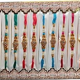 Uphaaram Beaded Rakhi Set for Brother | Designer Threads with Beads and Stone Accents, Raksha Bandhan Gift Combo (Pack of 12)-17