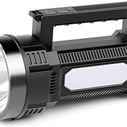 GHIME Long Range Torch Light, Rechargeable High Lumens Emergency Flashlight with 1200mAh Torch Light, 3 Main Modes, 2 Side Modes - Black (6 Months Warranty)-image-48