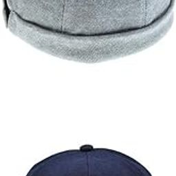 LICHTS®2Pcs/Set Unisex Mens Fashion Docker Retro Cap Skullcap Beanie Grey and Blue|Clothing, Shoes & Accessories | Mens Accessories | Hats|1 Piece Neutral Grey Hat-image-49