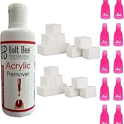 Acrylic Remover kit, acrylic remover 100ML, 1000pc ling free wips, 10Pcs Plastic Acrylic Nail Art Soak Off Cap Clip UV Gel Polish Remover Wrap Tool-image-35