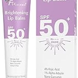 FIXDERMA Brightening Lip Balm With SPF 50 PA+++ for Pigmented & Dry Lips | 4% Kojic Acid, 2% Alpha Arbutin | Moisturizes, Hydrates & Brightens Pigmented Lips | For Unisex - 15Ml,Purple-27