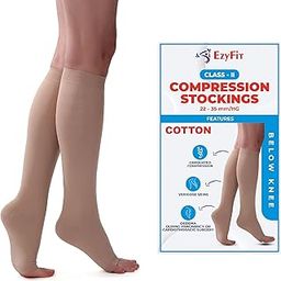 EZYFIT Imported Class II Cotton Compression Stockings Below Knee for Varicose Veins | Varicose Veins Stockings For Men and Women | 22-35mm/Hg-image-65