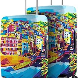 Polyester Protective Luggage Cover Set of 2 (Medium-Large) - Riomaggiore Design,Multicolor-42