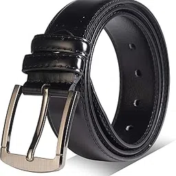 vogard Men's Faux Leather Belt (VOPIN01-Black_Black)-picture-1