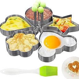 5 Pcs Pancake Molds for Griddle - Egg Shaper for Frying Pan, Stainless Steel Pancake Mold for Omelettes & Fried Eggs, Easy to Use & Clean, Various Shapes & Wide Application-picture-19